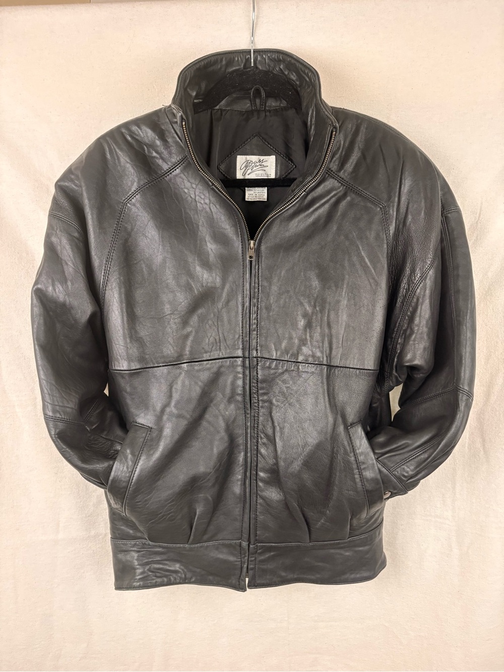 Nordstrom Vintage Women’s Black LEATHER Bomber Jacket, Full zip, Small, 80’s